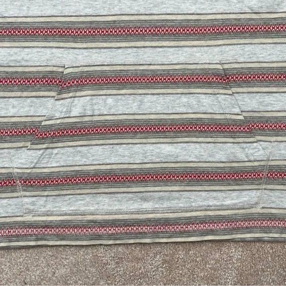 Lucky Brand Knit Wear Hoodie Large Gray & Red Stripe Pullover Casual Preppy Men - Picture 10 of 15